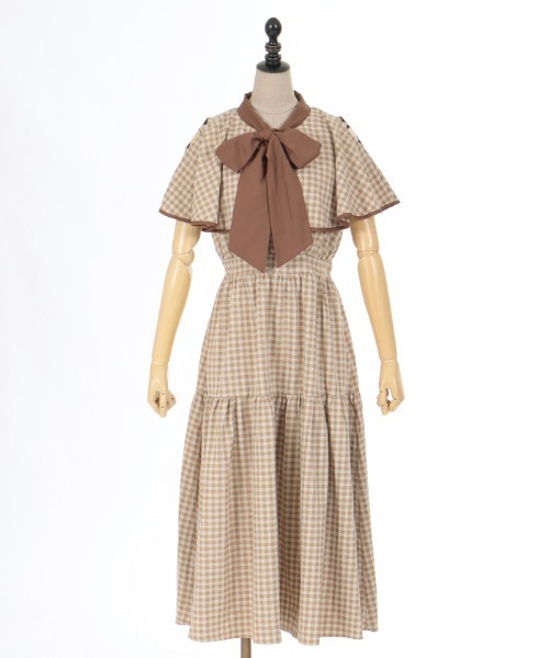 「axes femme POETIQUE」 ノースリーブワンピース MEDIUM ブラウン レディース_画像5