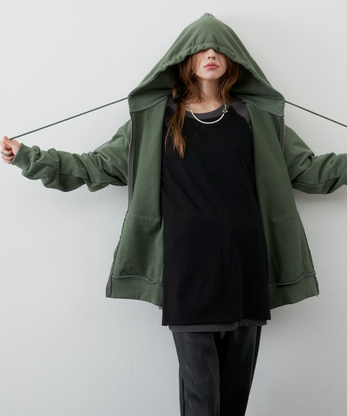 「AIVER」 ジップアップパーカー LARGE チャコールグレー メンズの画像