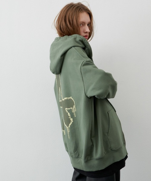 「AIVER」 ジップアップパーカー LARGE チャコールグレー メンズの画像