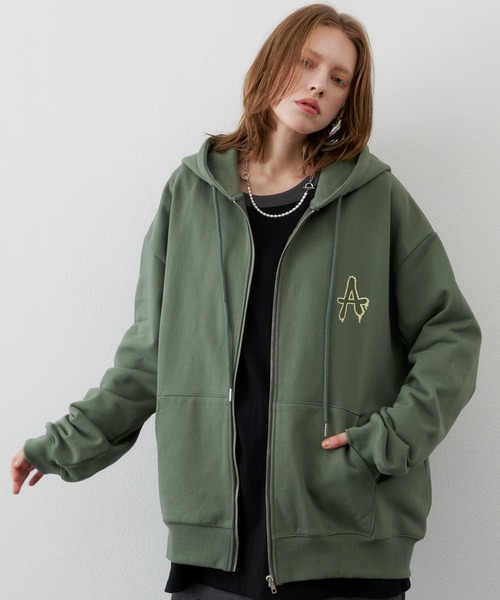 「AIVER」 ジップアップパーカー LARGE チャコールグレー メンズの画像