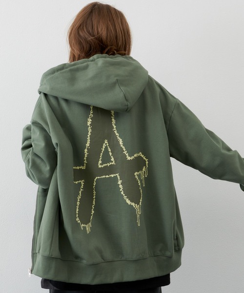 「AIVER」 ジップアップパーカー LARGE チャコールグレー メンズの画像