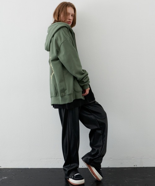 「AIVER」 ジップアップパーカー LARGE チャコールグレー メンズの画像