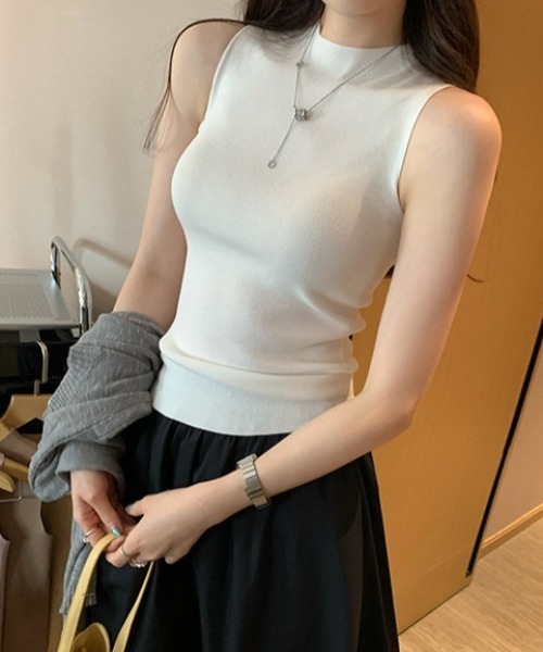 tシャツ ハイネックノースリーブサマーニット レディース : ZOZOTOWN