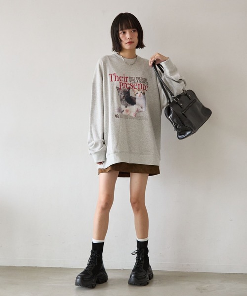 「PBLIM」 スウェットカットソー LARGE ネイビー レディース_画像4