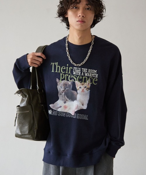 「PBLIM」 スウェットカットソー LARGE ネイビー レディース_画像6