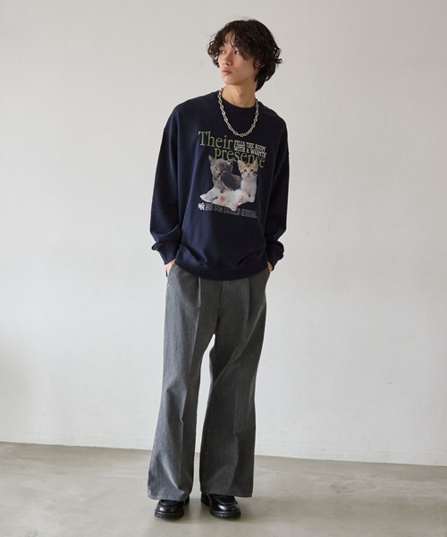 「PBLIM」 スウェットカットソー LARGE ネイビー レディース_画像9