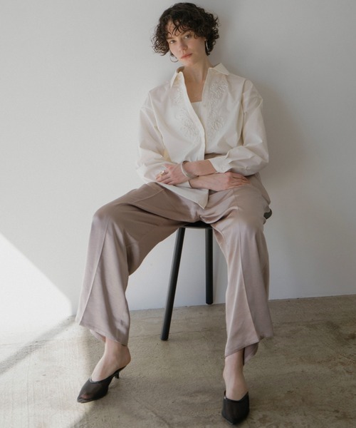 「DOUX ARCHIVES」 長袖シャツ 38 チャコールグレー レディース_画像2