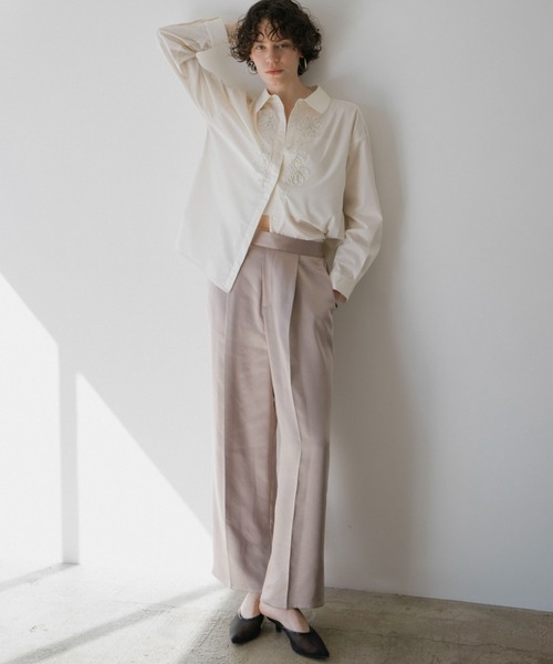 「DOUX ARCHIVES」 長袖シャツ 38 チャコールグレー レディース_画像3