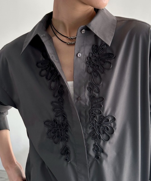 「DOUX ARCHIVES」 長袖シャツ 38 チャコールグレー レディース_画像8