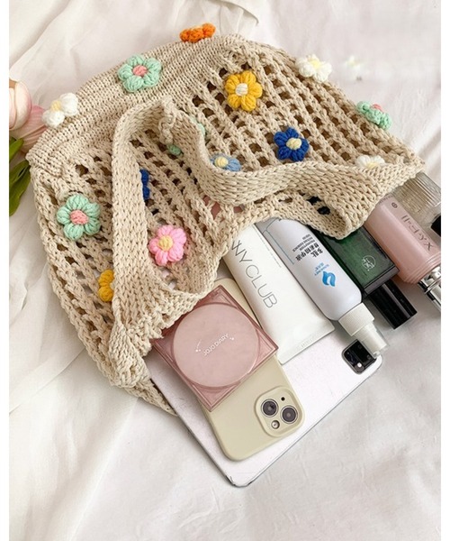 CHEER（チアー） トートバッグ ナチュラル可愛い立体フラワーモチーフ