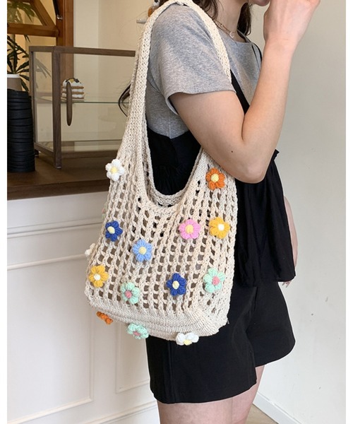 CHEER（チアー） トートバッグ ナチュラル可愛い立体フラワーモチーフ