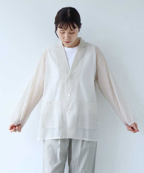 ジャケット テーラードジャケット Cotton Nylon sheer shirt jacket レディースの画像