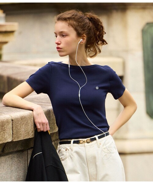 「PETIT BATEAU」 半袖カットソー SMALL ホワイト レディース_画像3