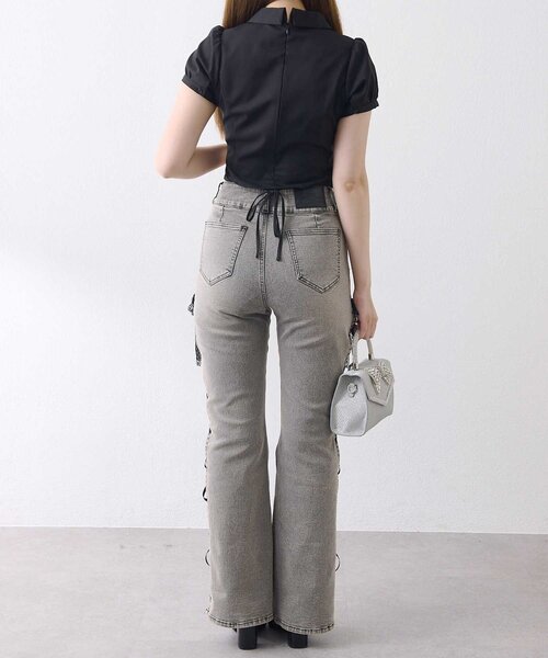 Belle Charme ブラウス シャツ 半袖 「Belle Charme」Lace Hem Puff
