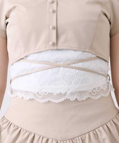 Belle Charme ブラウス シャツ 半袖 「Belle Charme」Lace Hem Puff