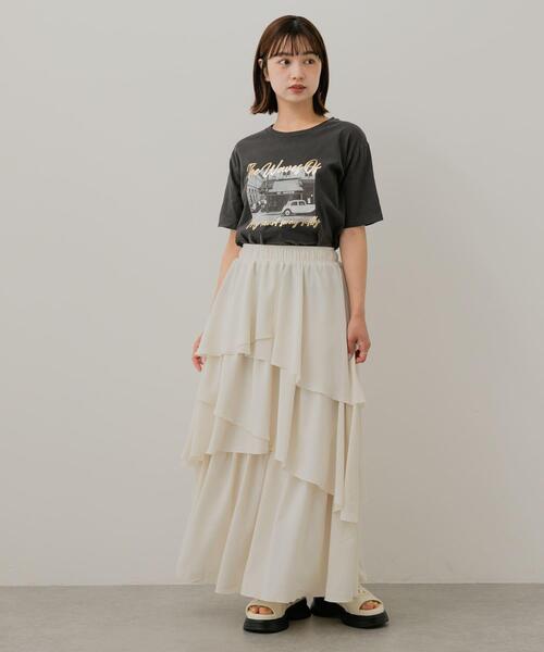 「SENSE OF PLACE by URBAN RESEARCH」 フリルスカート ONE アイボリー レディース_画像6