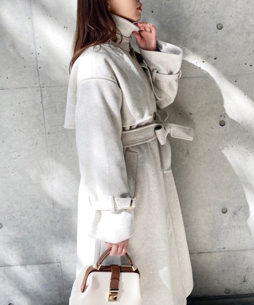 NICE CLAUP 3wayロングコート one after another NICE CLAUP ステンカラーコート 大人可愛く