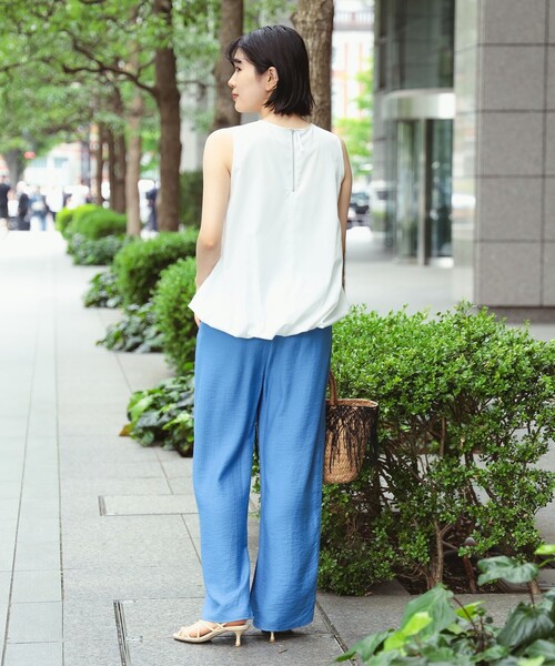 パンツ Demi-Luxe BEAMS / レーヨンリネン スリットパンツ レディース  