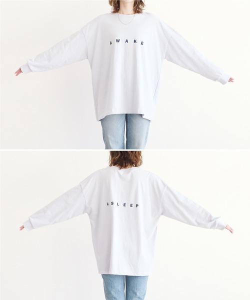 tシャツ ロゴロンT レディース ロゴロンT ロンT レディース トップス Tシャツ 長袖 綿・(100