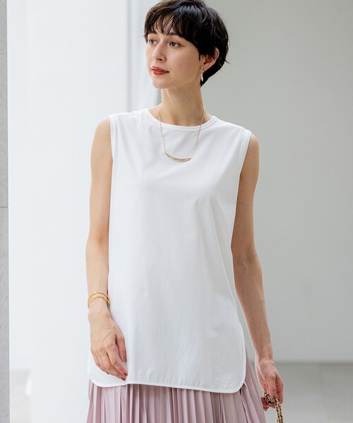 tシャツ 「新色追加/洗える」コットンベアジャージー ノースリーブ Tシャツ レディース