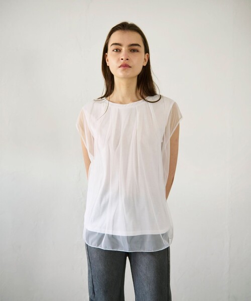 tシャツ チュールシアーカットトップ レディース