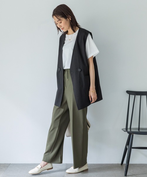 くらっぷ GLOBAL WORK パンツ スゴラクストレッチワイドイージーパンツ