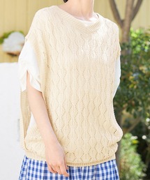 Viola e ベスト ジレ 透かし編みニットベスト レディース