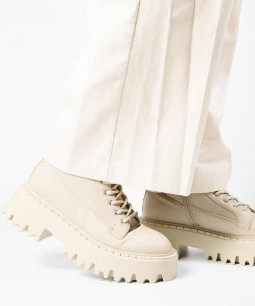 【Steve Madden】おしゃれ カフ ミドルブーツ アンクルブーツ STEVE MADDEN ブーツ 厚底レースアップブーツ/STEVE OVER-RIDE