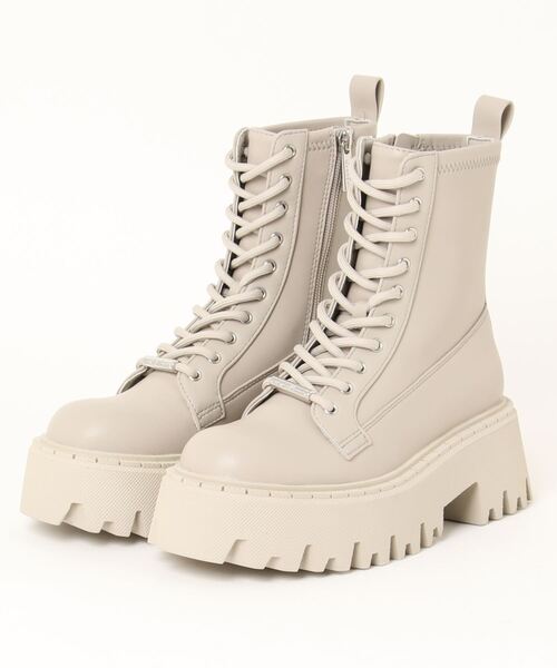 スティーブマデン　厚底　フロントジップ•レザーブーツ STEVE MADDEN ブーツ 厚底レースアップブーツ/STEVE OVER-RIDE