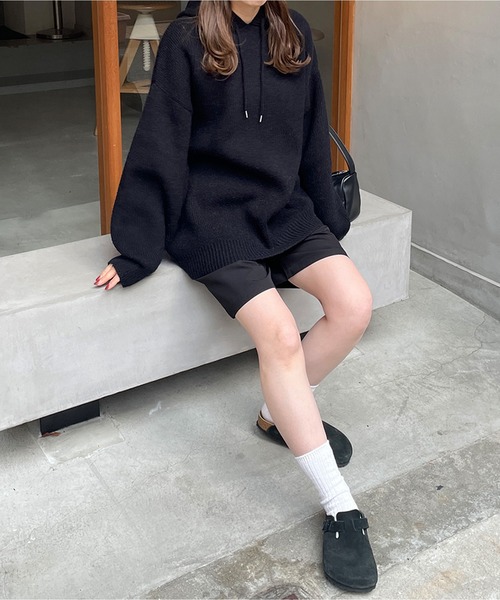 LE MORE ニット セーター フーディーニットプルオーバー レディース