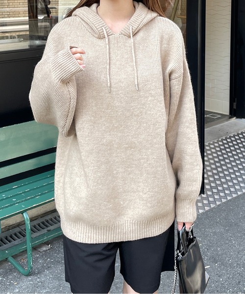 ニット フーディーニットプルオーバー レディース LE MORE ニット セーター フーディーニットプルオーバー レディース