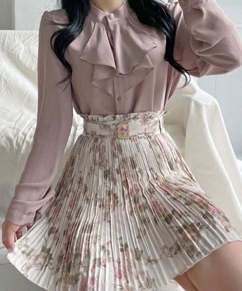 ブラウス シャツ パールボタンフリルブラウス レディース : ZOZOTOWN