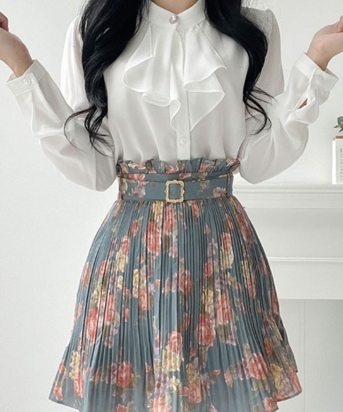 ブラウス シャツ パールボタンフリルブラウス レディース : ZOZOTOWN