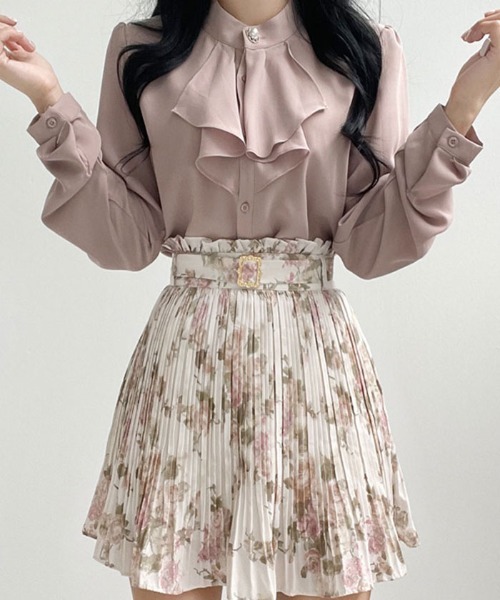 ブラウス シャツ パールボタンフリルブラウス レディース : ZOZOTOWN