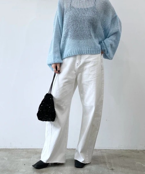 【値下げ可】raffime カットアウトデニムパンツ カットアウトデニムパンツ（デニムパンツ）｜raffime