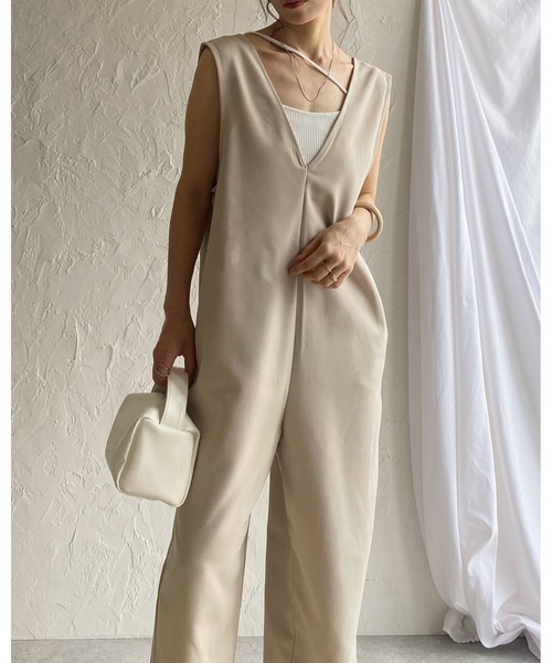 She's Closet サロペット オーバーオール 深Vネックノースリーブ