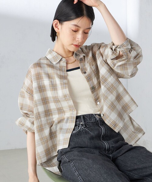 SHIPS for women / シップスウィメン 〈手洗い可能〉シアー チェック ロング スリーブ シャツ SHIPS｜<手洗い可能>シアー チェック ロング スリーブ シャツ