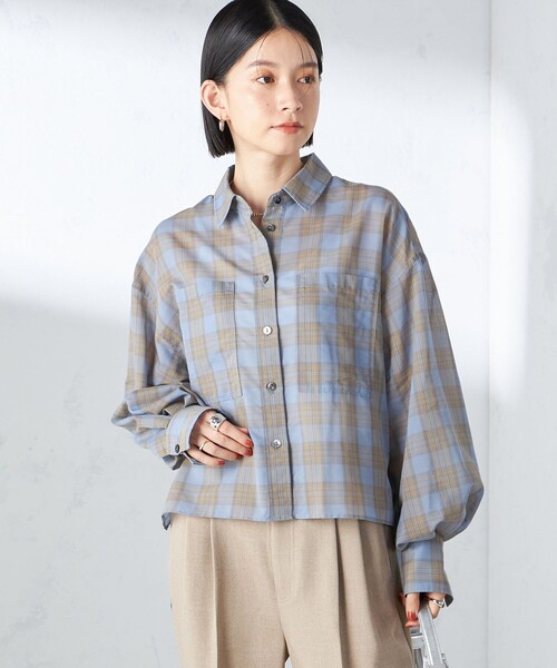 SHIPS for women / シップスウィメン 〈手洗い可能〉シアー チェック ロング スリーブ シャツ SHIPS ブラウス シャツ 「手洗い可能」シアー チェック ロング