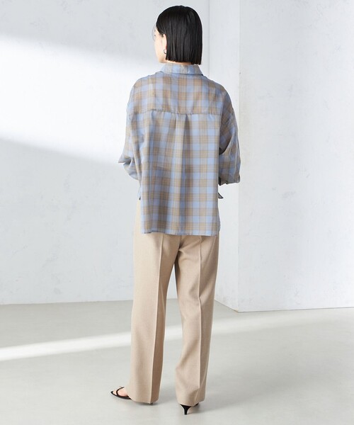 SHIPS（シップス） ブラウス シャツ 「手洗い可能」シアー チェック