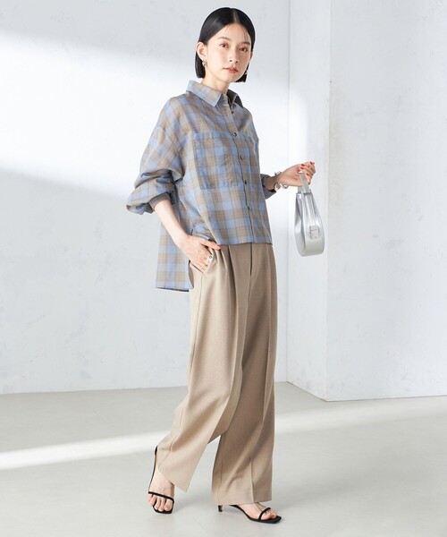 SHIPS for women / シップスウィメン 〈手洗い可能〉シアー チェック ロング スリーブ シャツ SHIPS ブラウス シャツ 「手洗い可能」シアー チェック ロング