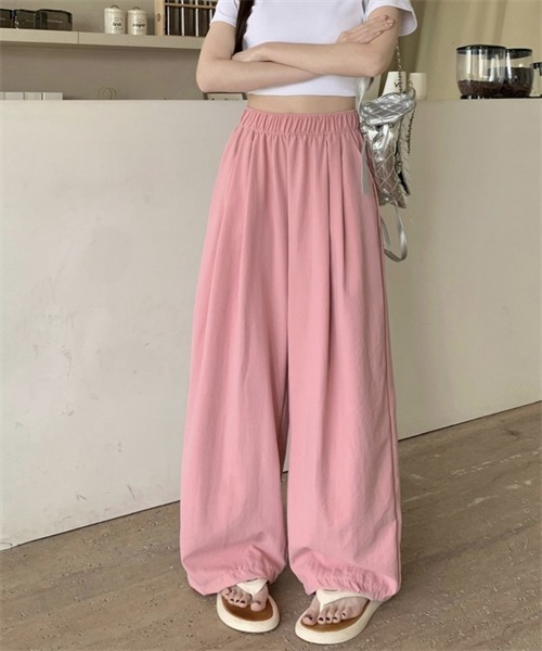 美品　ジャックムス　パンツ　34 ピンク　ワイドパンツ FREE STYLISTS ワイドパンツ パンツ ウエストゴム ワイドタックパンツ