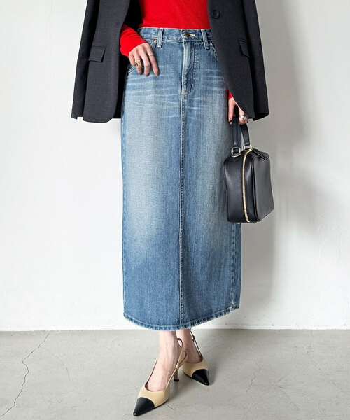 Lee（リー）の「Lee⁄リー タイトスカート(サックスブルー)（デニム