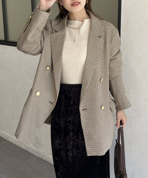 アンプーファム新品未使用 オーガンジーゴールドWボタンテーラードジャケット Thevon（ゼヴォン） ジャケット テーラードジャケット GOLDボタン