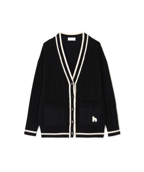 human woman / ヒューマンウーマン ◆裏毛コンビプレッピーカーディガン human woman カーディガン 裏毛コンビプレッピーカーディガン