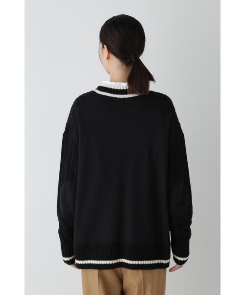 human woman / ヒューマンウーマン ◆裏毛コンビプレッピーカーディガン human woman カーディガン 裏毛コンビプレッピーカーディガン