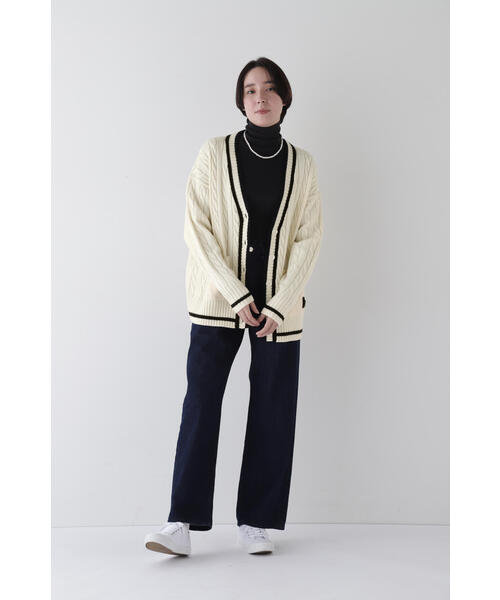 human woman / ヒューマンウーマン ◆裏毛コンビプレッピーカーディガン human woman カーディガン 裏毛コンビプレッピーカーディガン