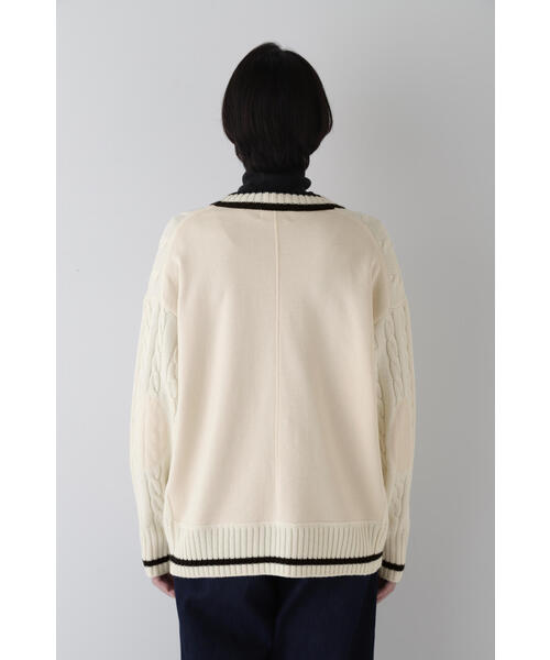 human woman カーディガン 裏毛コンビプレッピーカーディガン