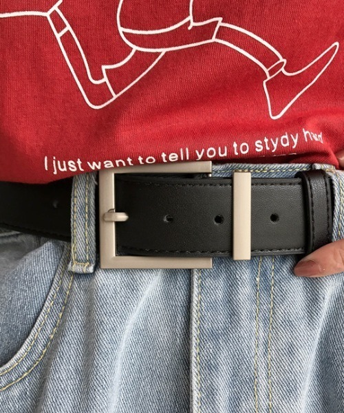 CELENA BEATS ベルト スクエアバックル太幅レザーボリュームベルト