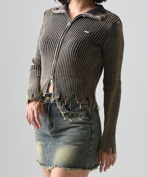 ニット セーター A'GEM/9 × .kom 「.KOM/ドットケーオーエム」 ニットハイネックZIPトップス レディース A'GEM/9 × .kom 『.KOM/ドットケーオーエム』 ニットハイネック
