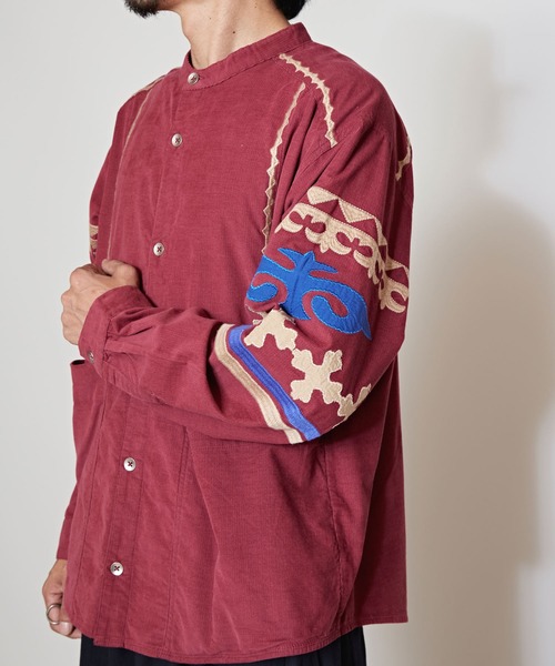 【チャイハネ】ロギータ刺繍バンドカラーシャツ チャイハネ シャツ 「チャイハネ」ロギータ刺繍MEN'Sバンド